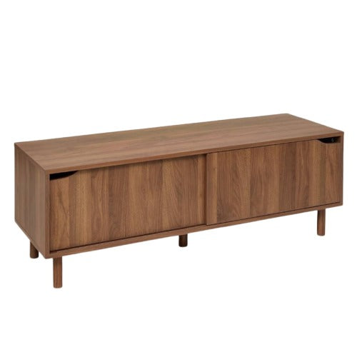 Meuble TV avec 2 placards effet bois foncé