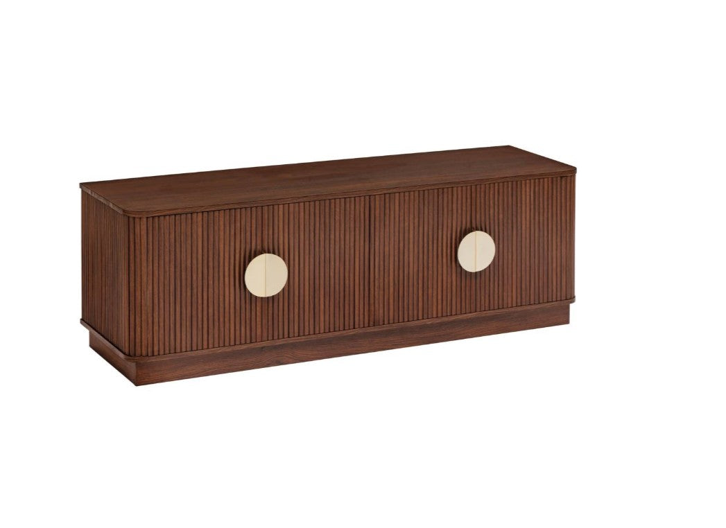 Meuble TV 4 portes bois foncé