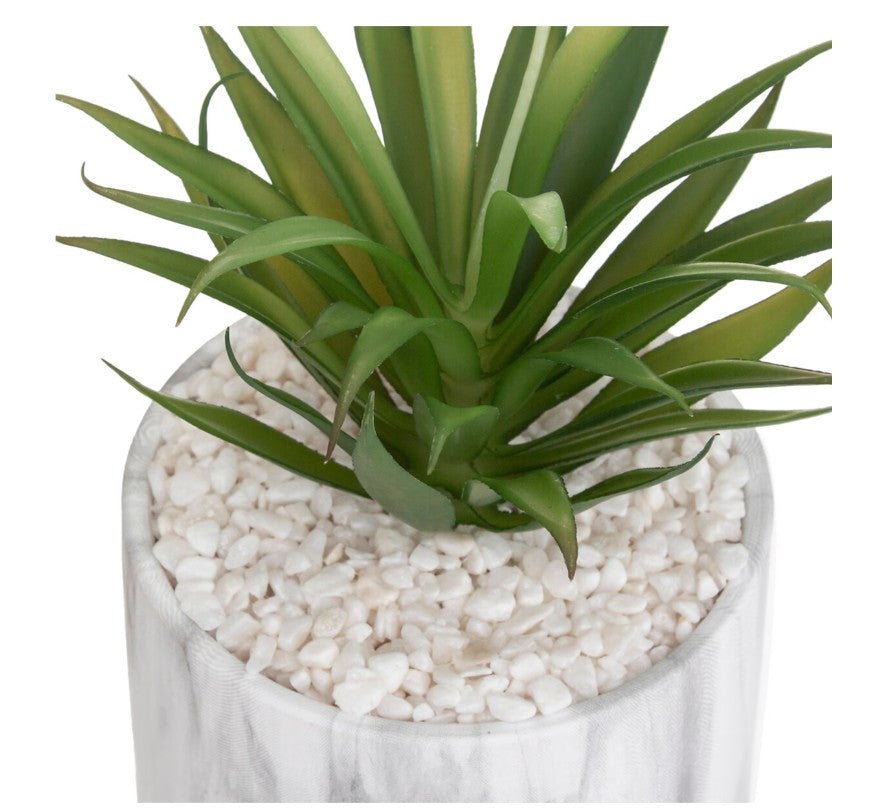 Plante artificielle en pot effet marbre blanc H.17cm
