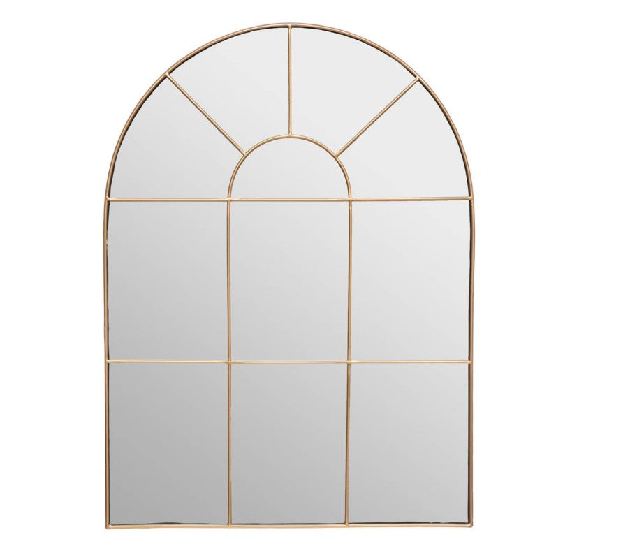 Miroir arrondi en métal doré