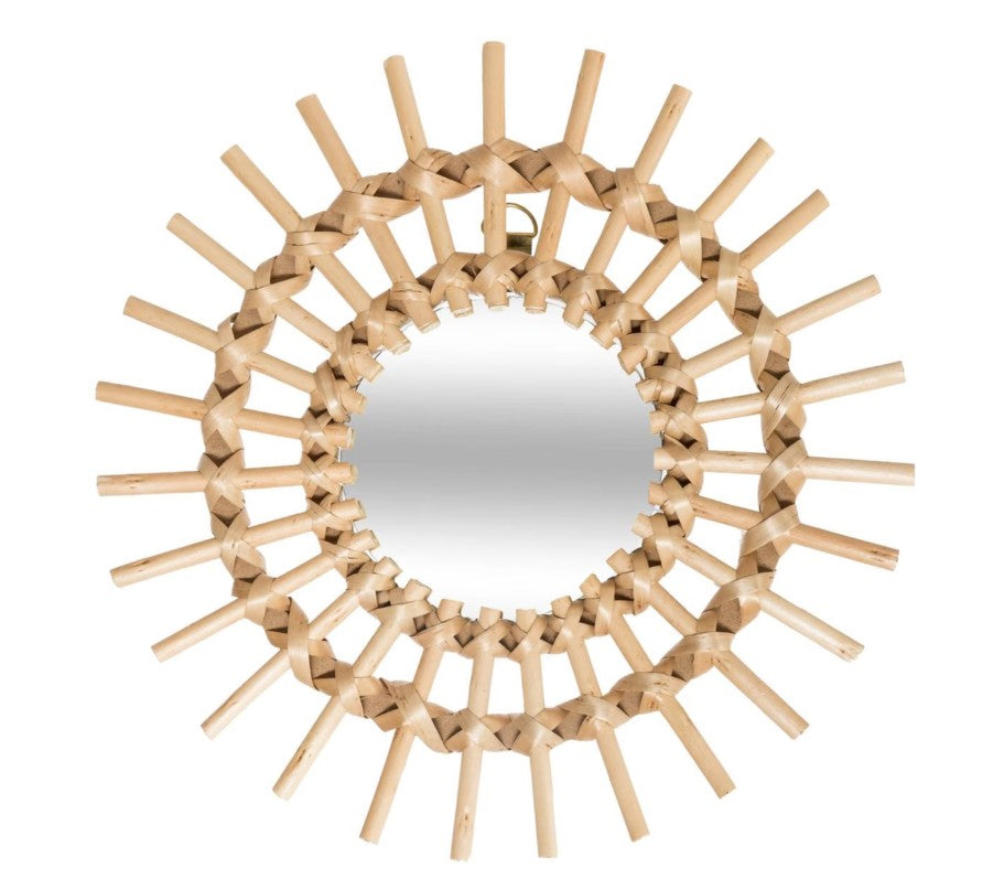 Lot de 3 miroirs soleil en rotin