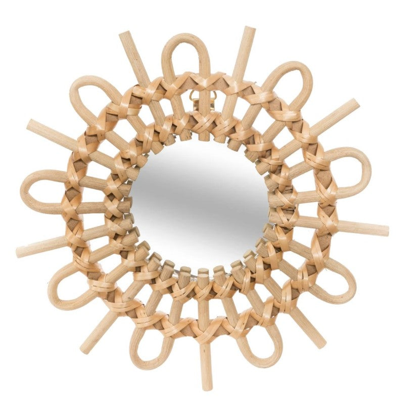 Lot de 3 miroirs soleil en rotin