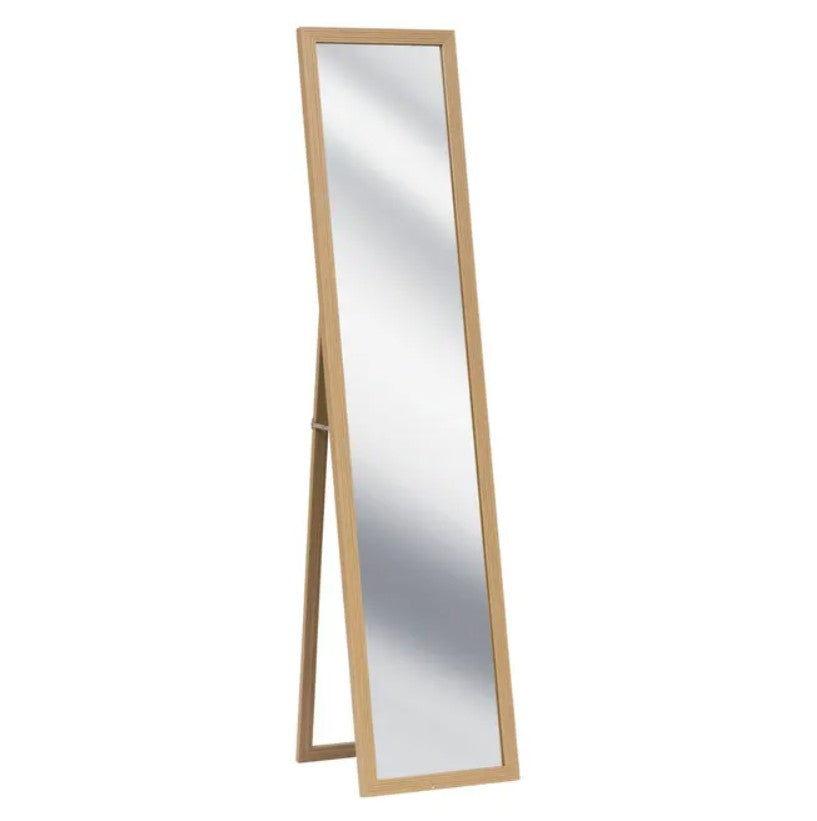 Miroir sur pied rectangle effet tasso beige