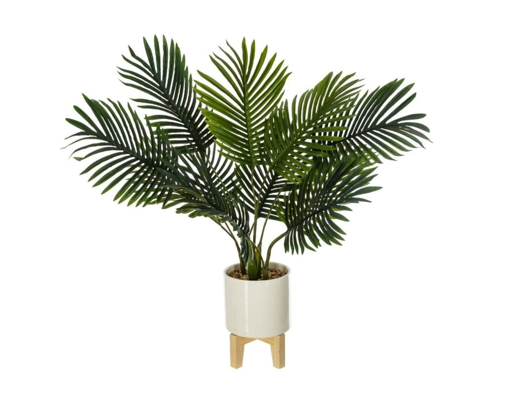 Palmier artificiel en pot avec pieds en bois H.72cm
