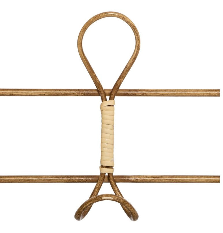 Patère 5 crochets en métal et rotin