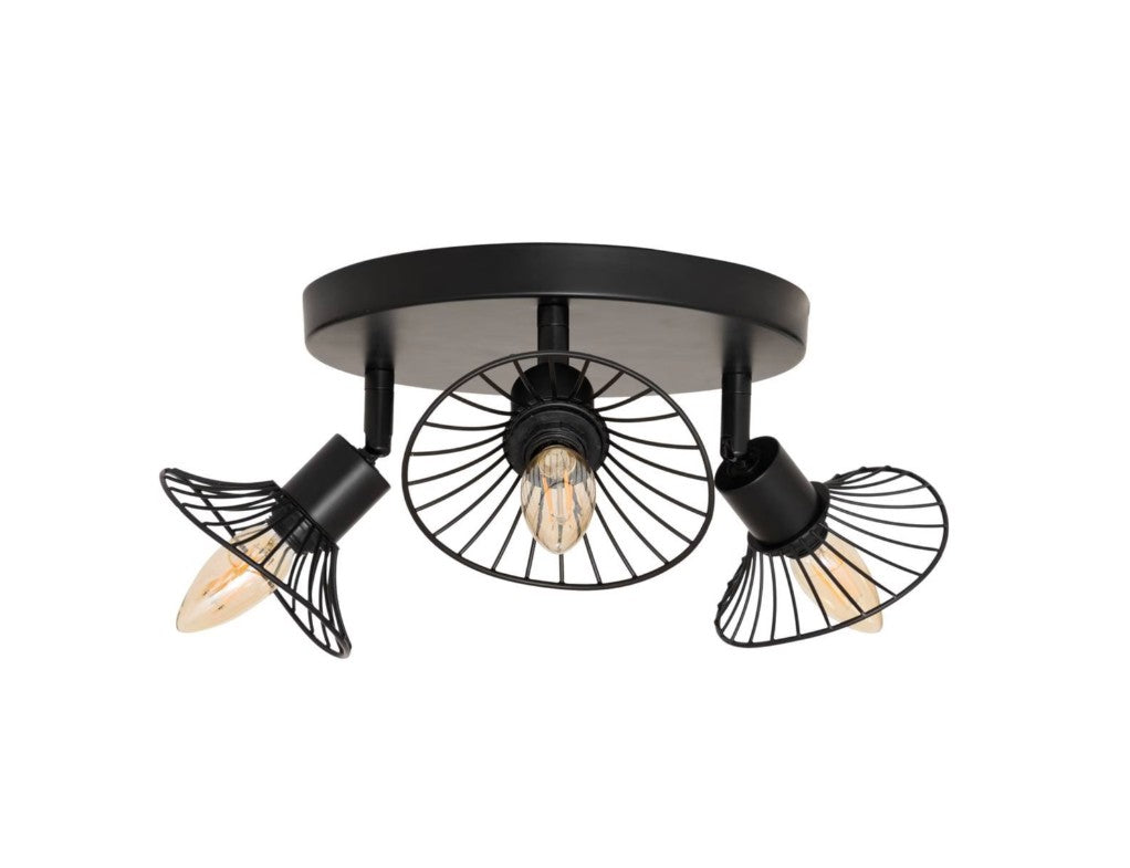 Applique murale 3 spots filaires noir