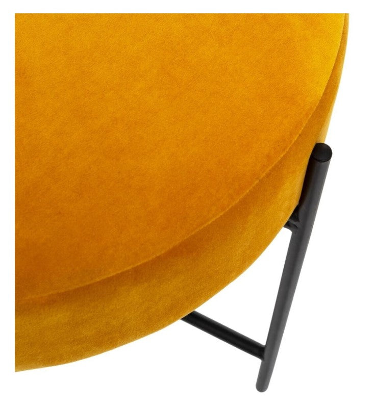 Pouf rond en velours ocre
