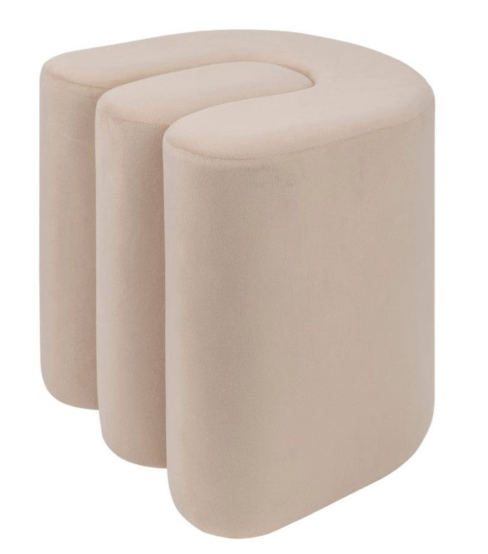 Pouf en velours beige