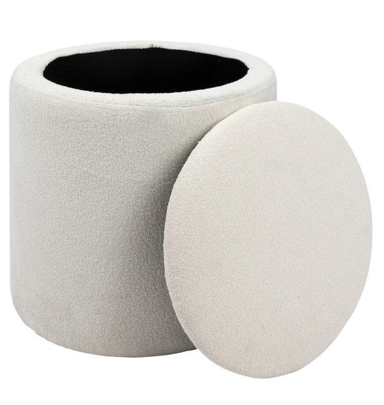 Pouf coffre bouclette blanc