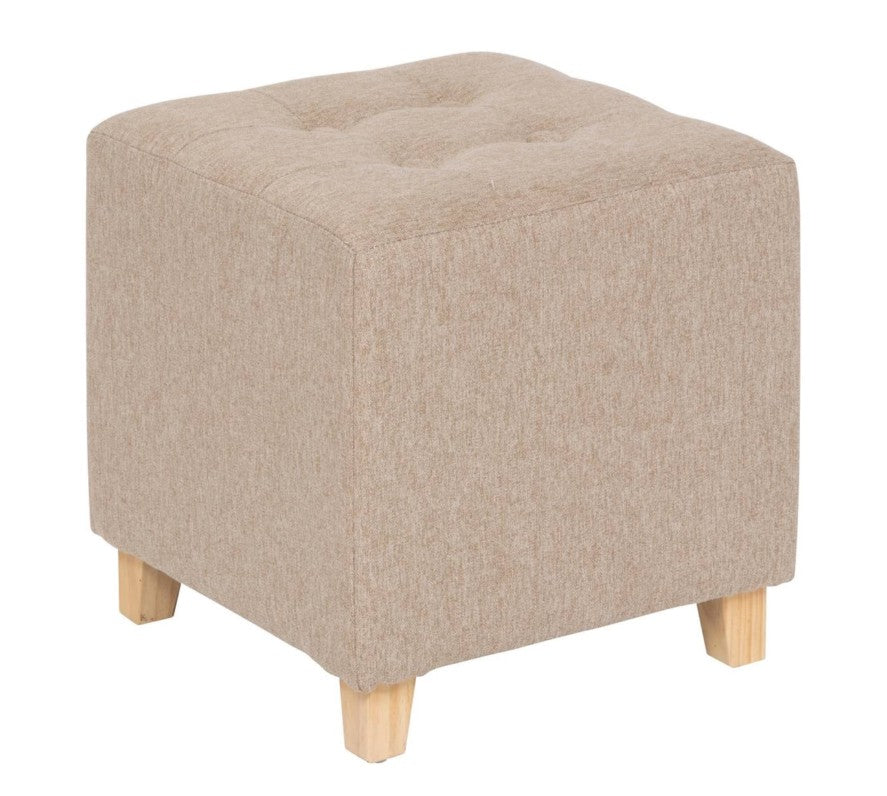 Pouf en tissu chiné beige