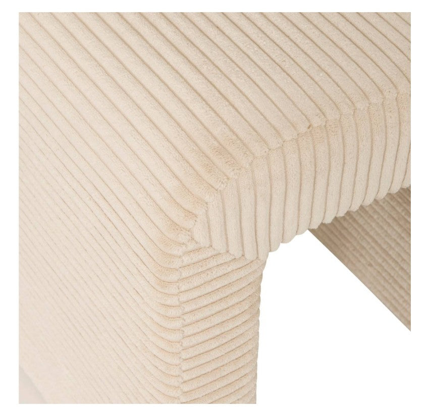 Pouf en velours côtelé beige