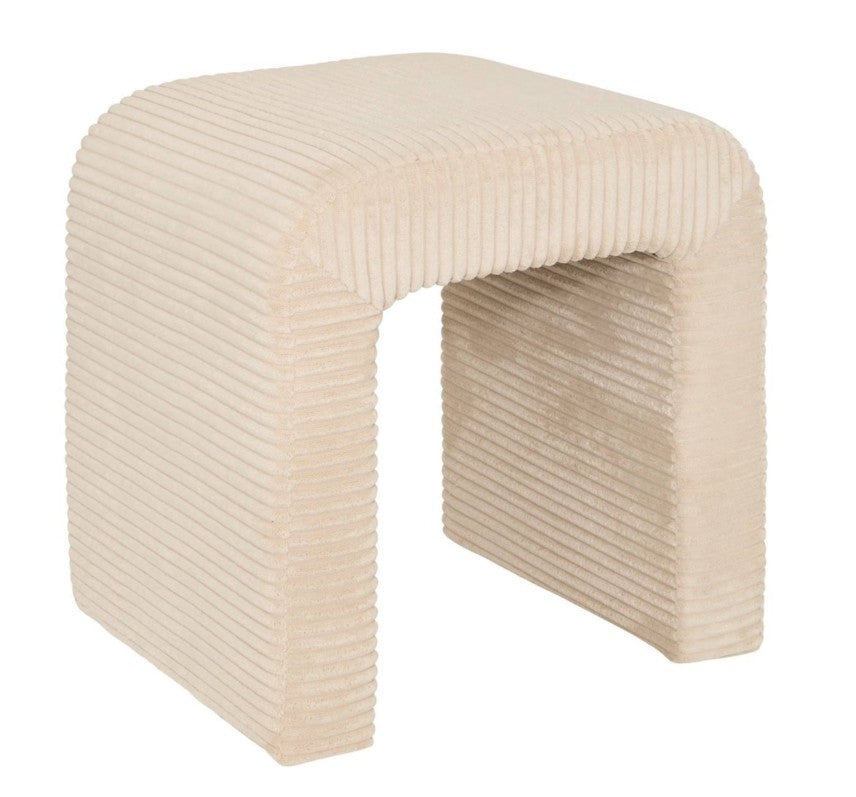 Pouf en velours côtelé beige