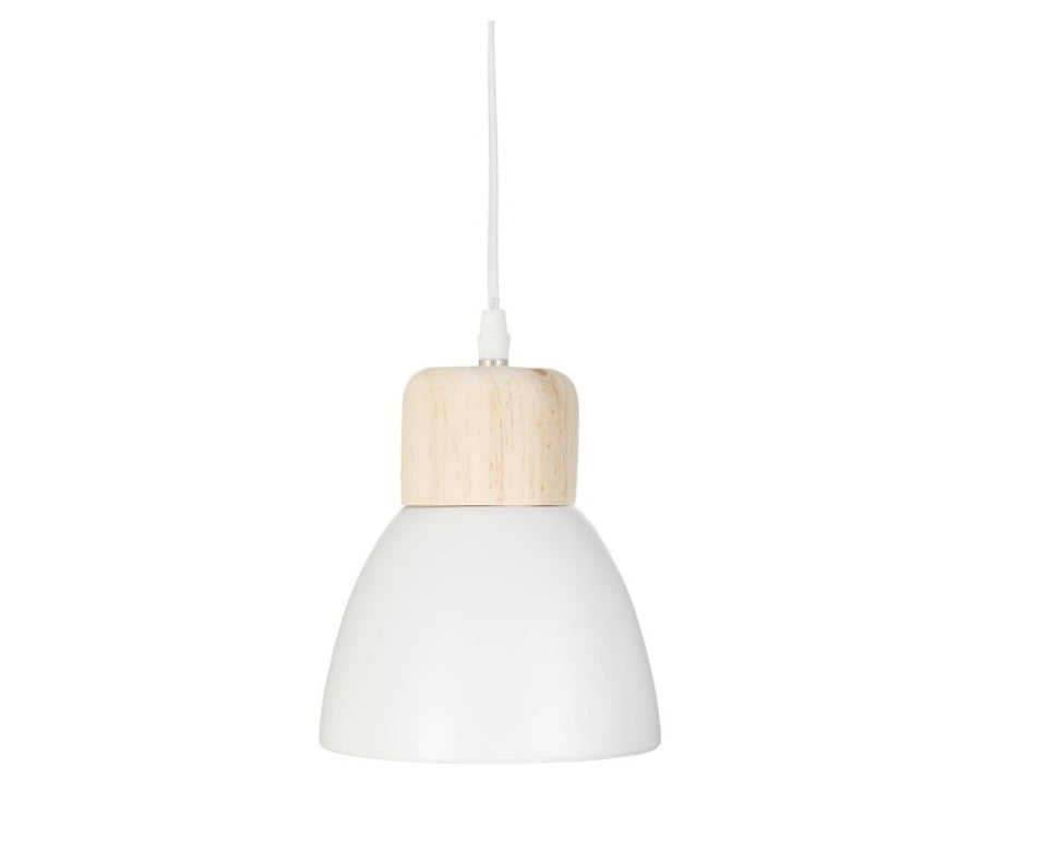 Suspension en métal blanc et pin petite ronde