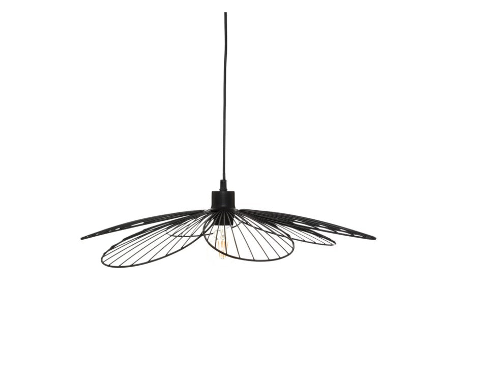 Suspension fleur en métal noir