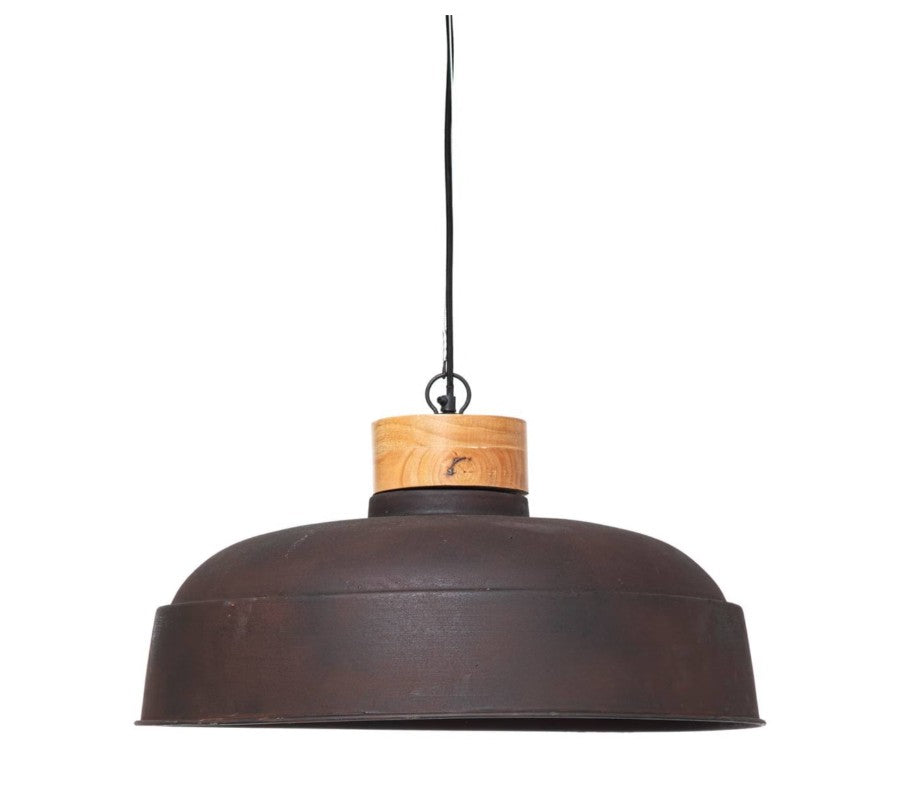 Suspension arrondie en bois et métal gris