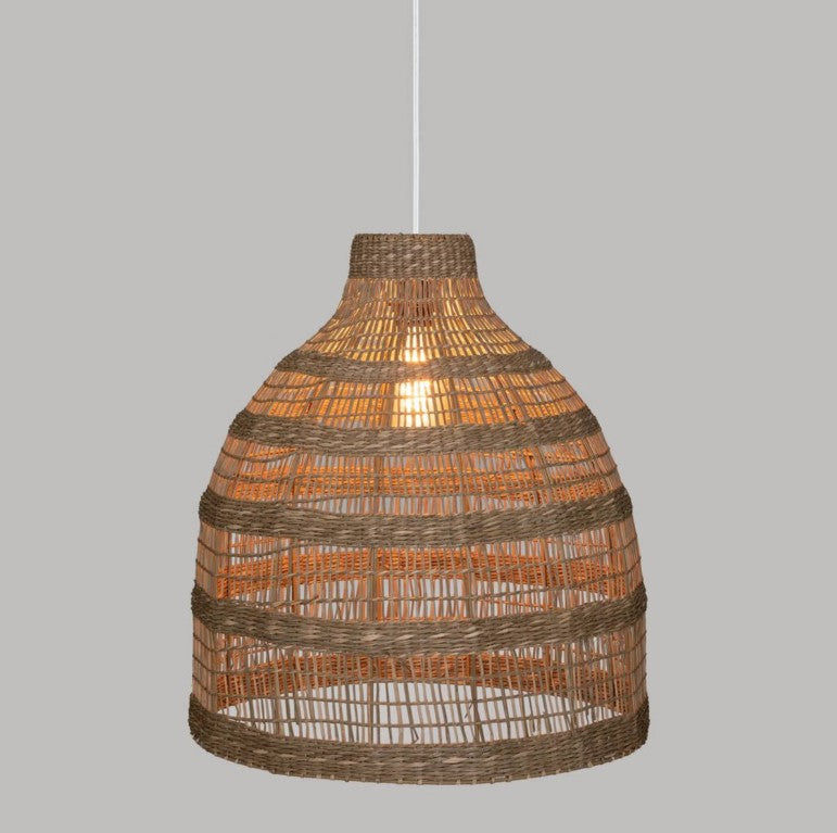 Suspension cloche en osier tressé