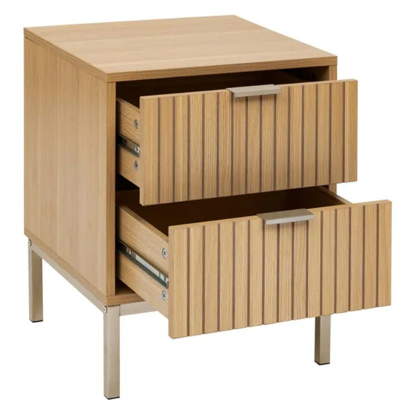 Table de chevet 2 tiroirs effet tasso de bois