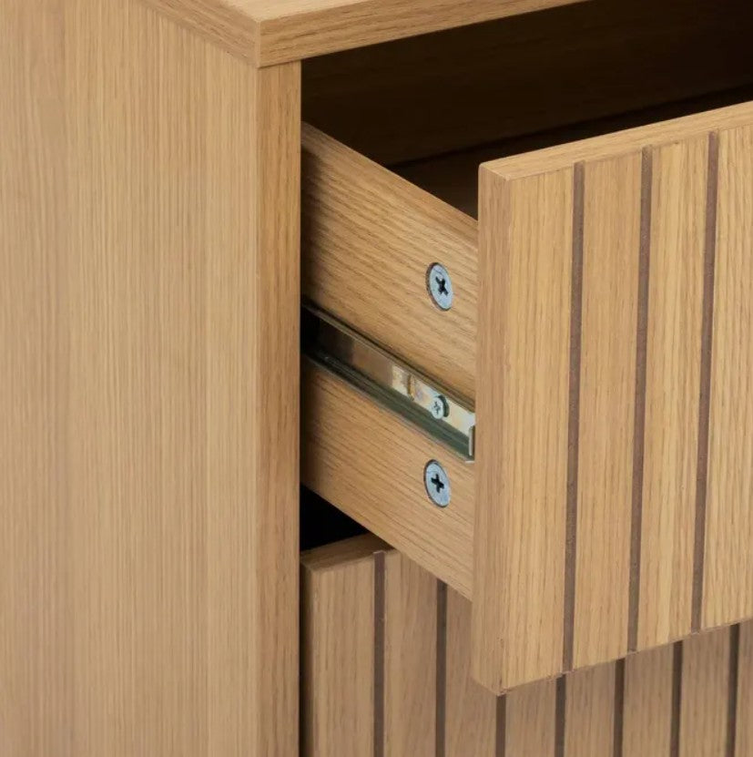 Table de chevet 2 tiroirs effet tasso de bois