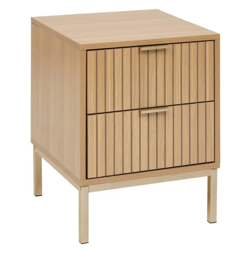 Table de chevet 2 tiroirs effet tasso de bois