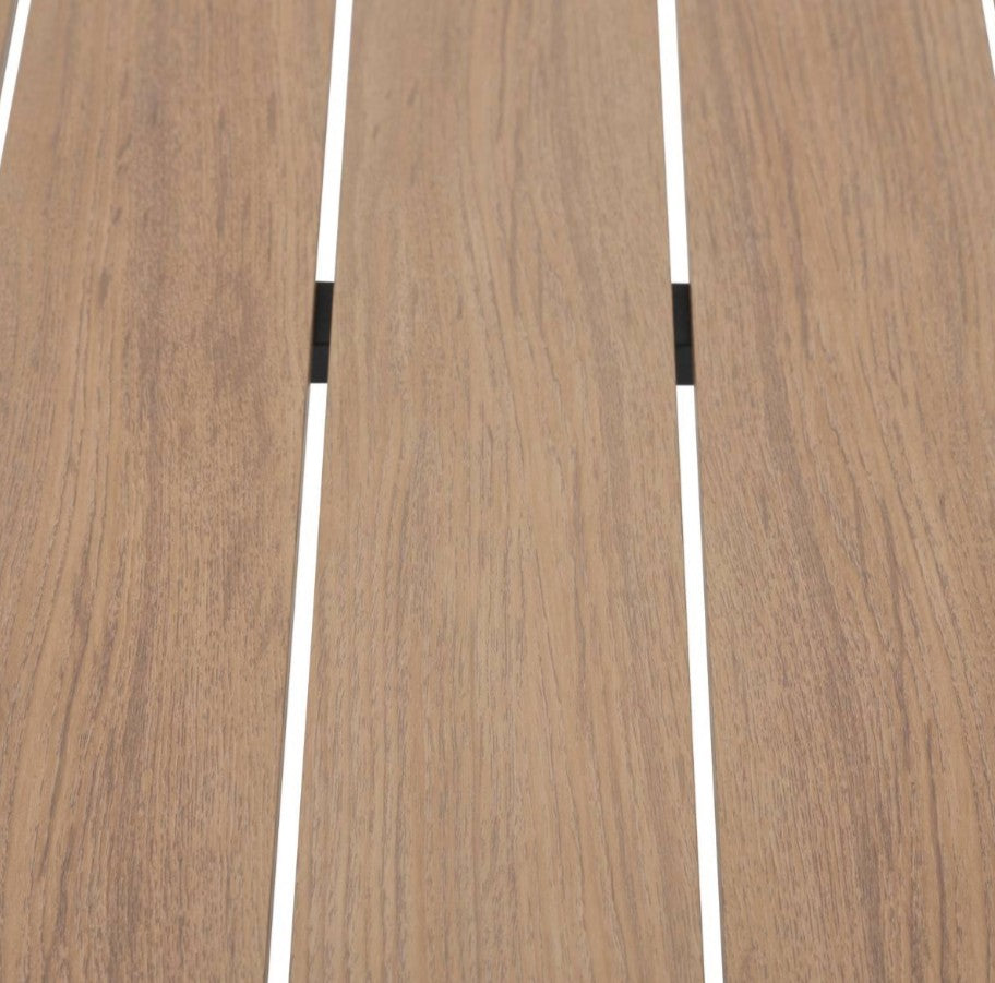 Table extérieure rectangle effet bois et métal gris 6 personnes