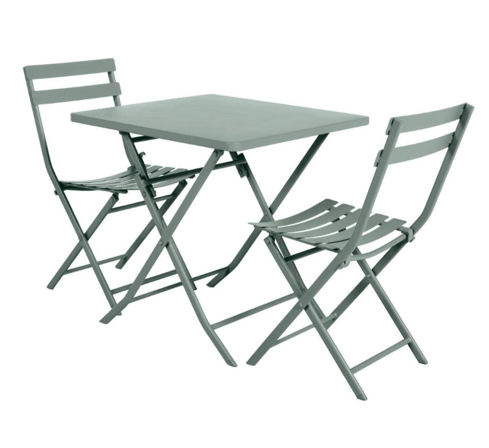 Table extérieure plante carrée 2 places vert olive