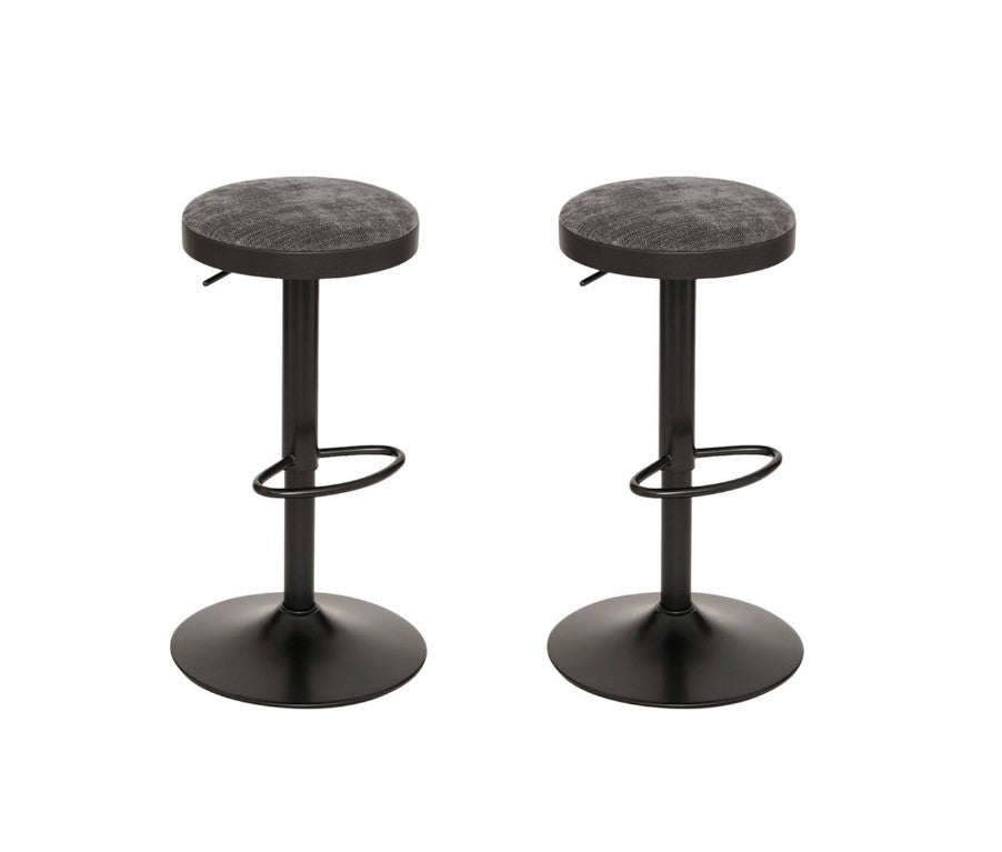 Lot de 2 tabourets de bar rond gris foncé