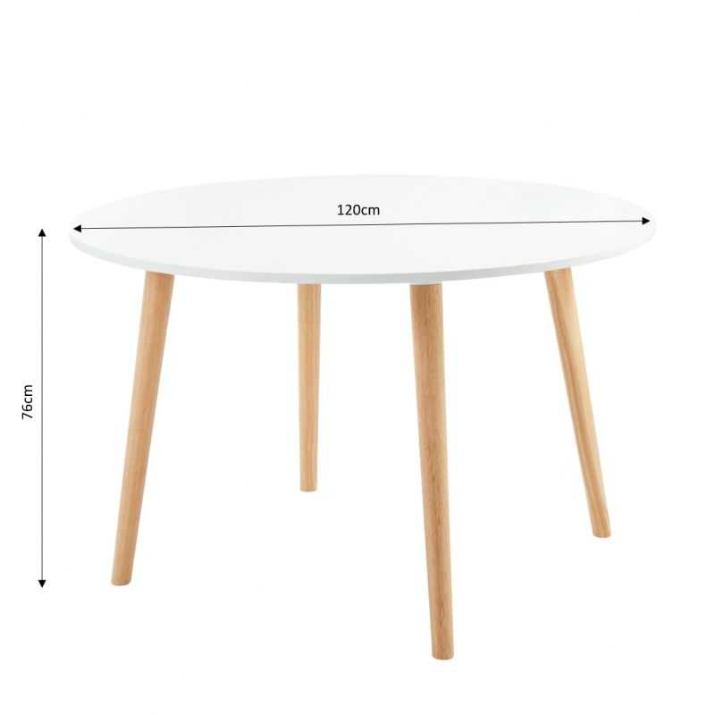 Table à manger ronde blanche et bois