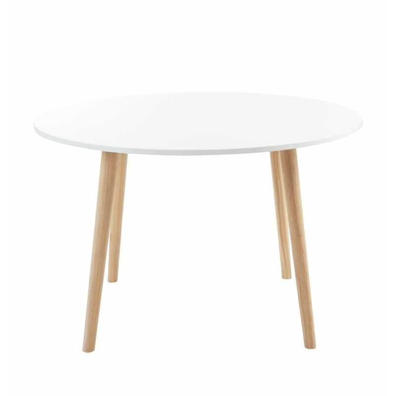 Table à manger ronde blanche et bois