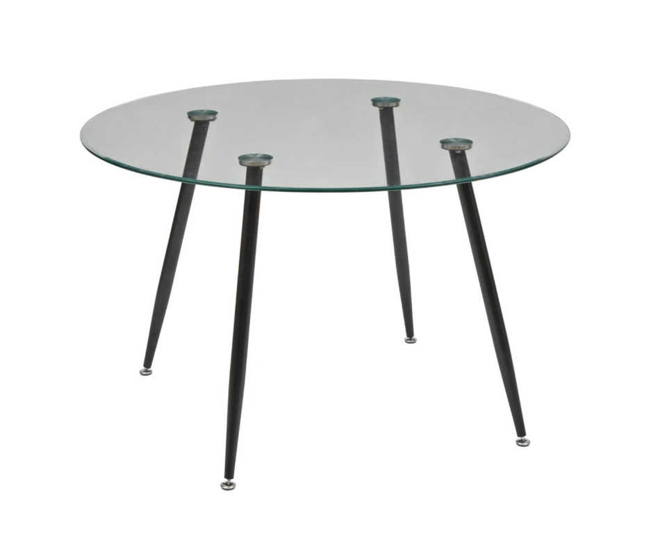Table à manger ronde noire transparente