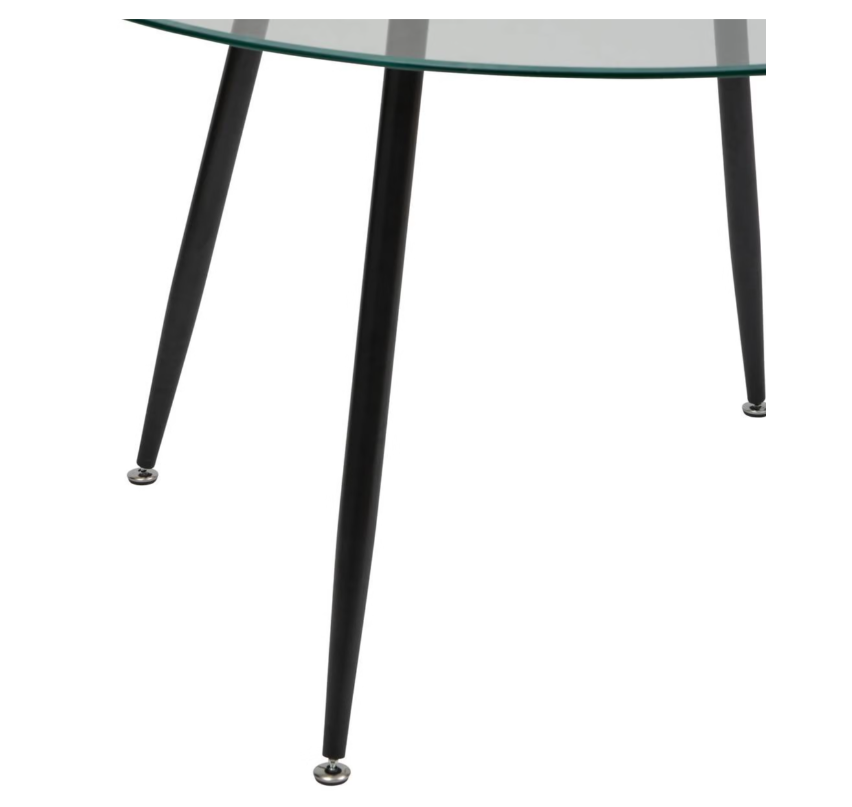 Table à manger ronde noire transparente