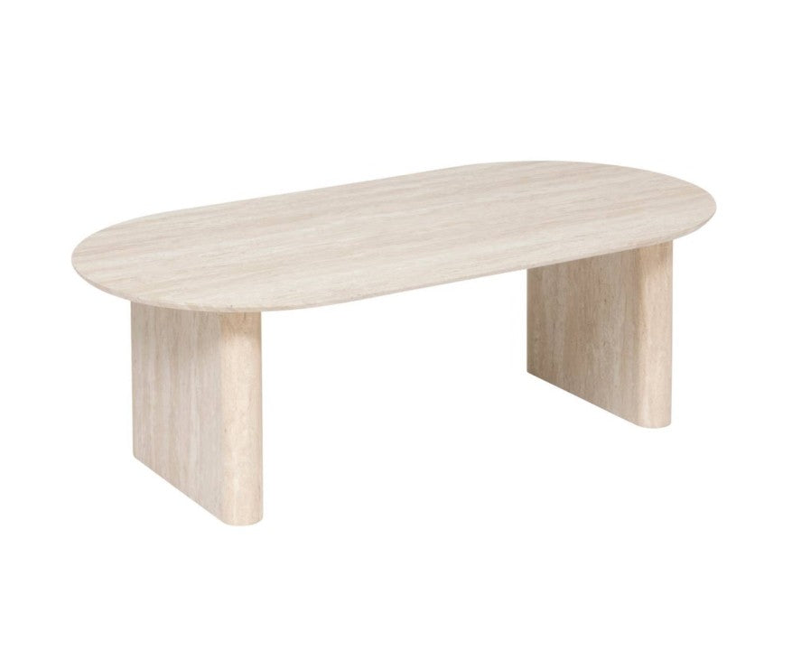 Table basse effet travertin beige