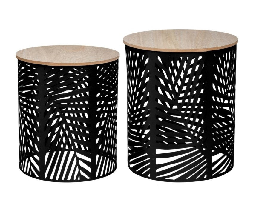 Lot de 2 tables basses en métal noir