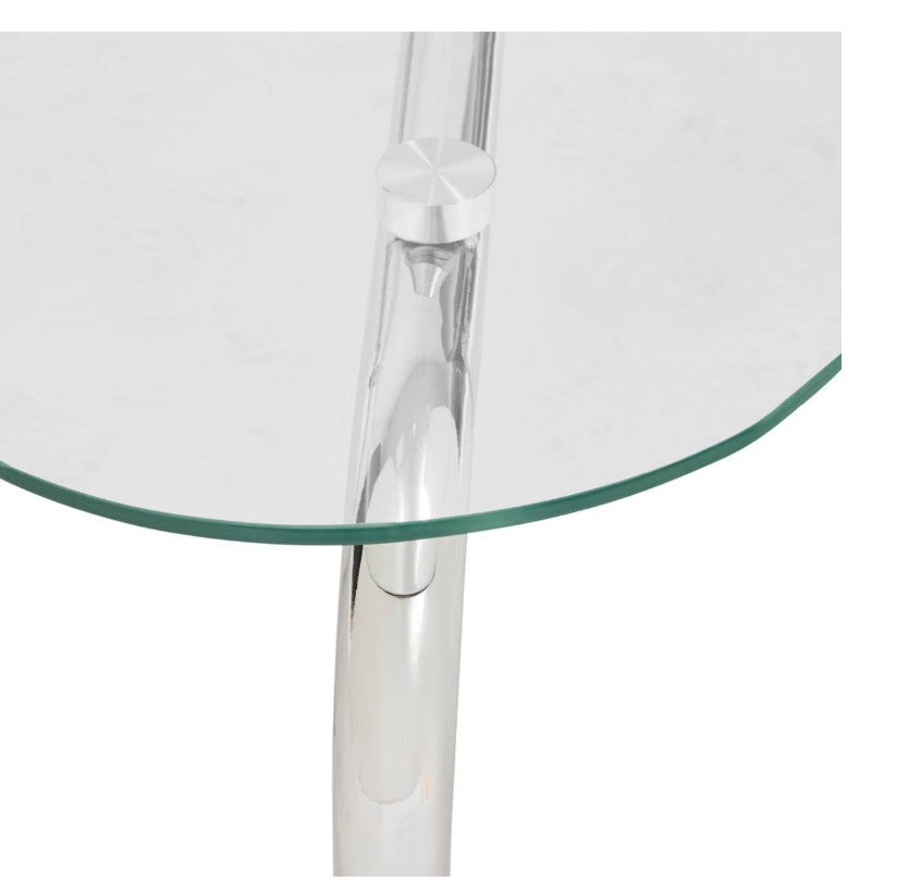 Table basse transparente en argent