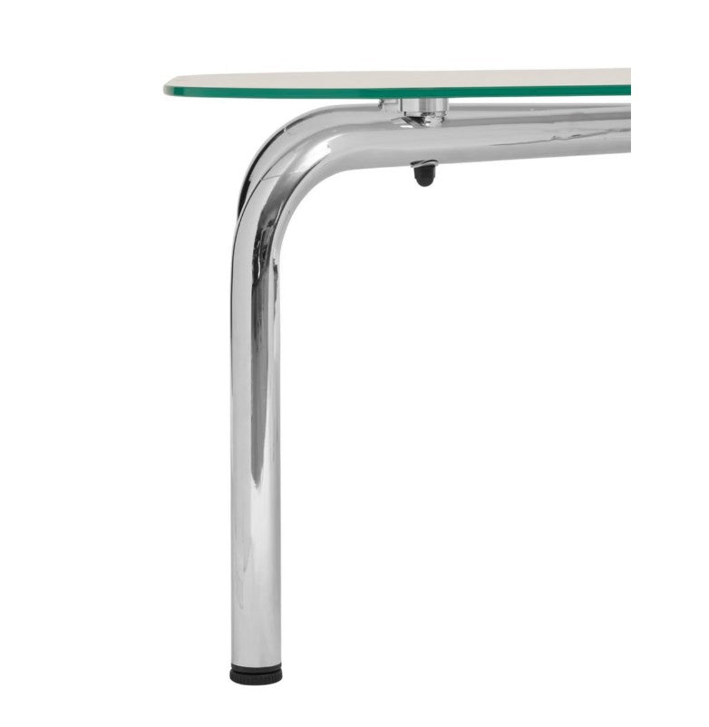 Table basse transparente en argent