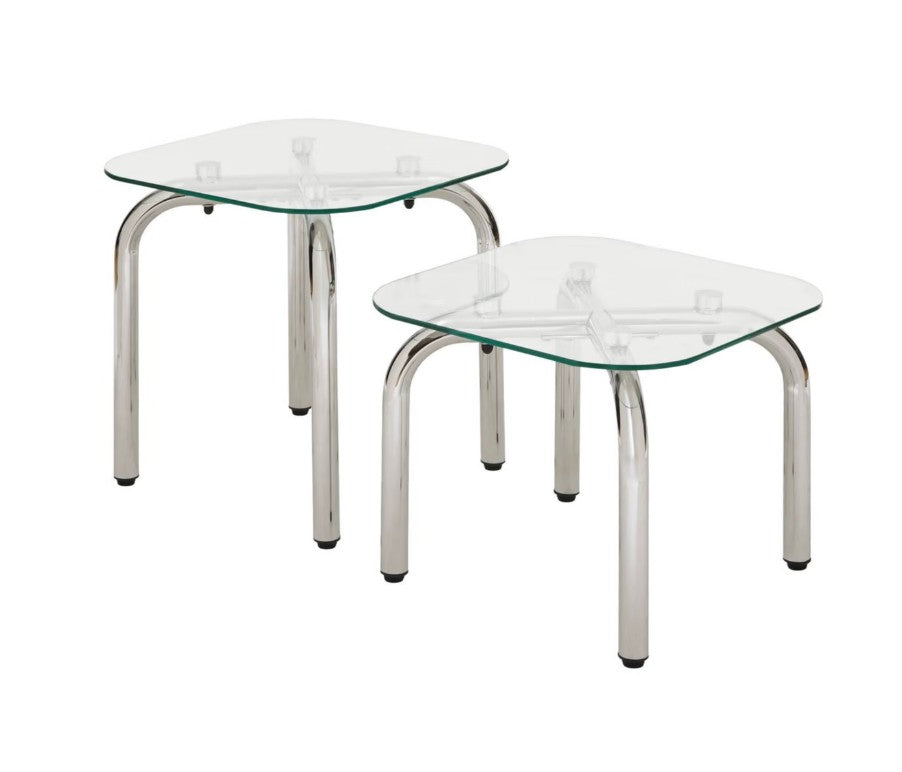 Lot de 2 tables basses transparentes en argent