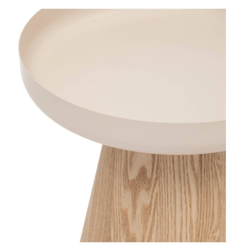 Table d'appoint avec plateau rond beige