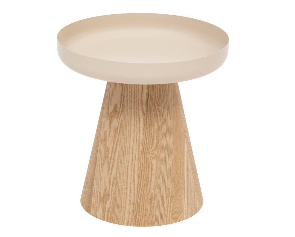 Table d'appoint avec plateau rond beige