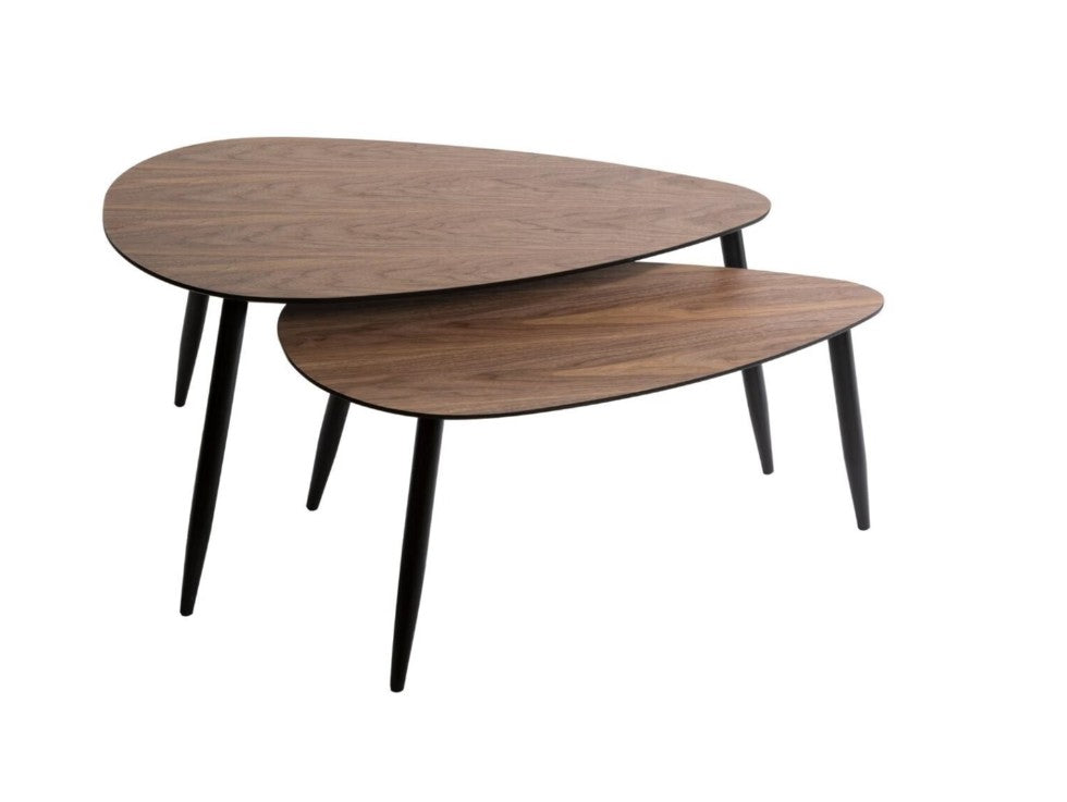 Lot de 2 tables basses effet noyer