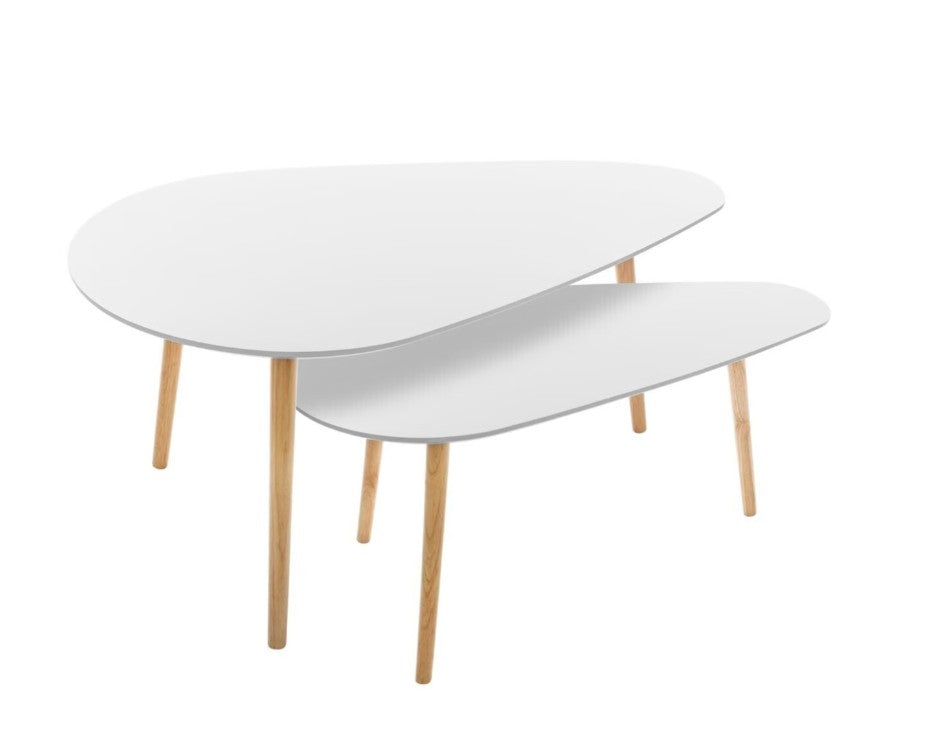 Lot de 2 tables basses gigognes blanches