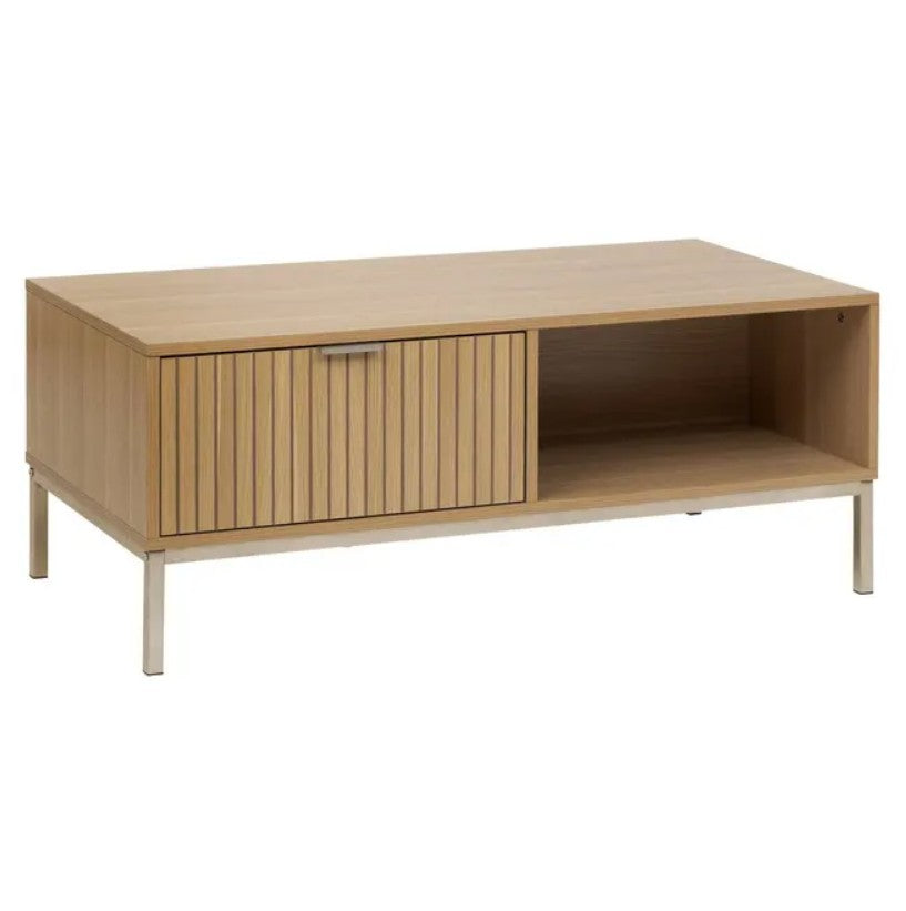 Table basse avec tiroir effet bois naturel