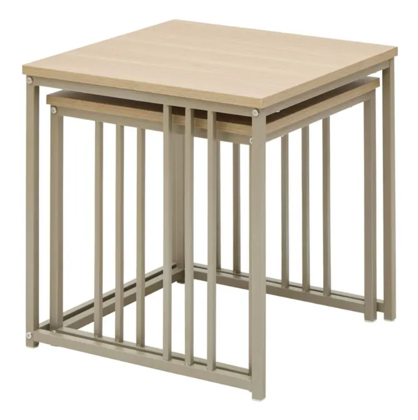 Lot de 2 tables basses carrées beige