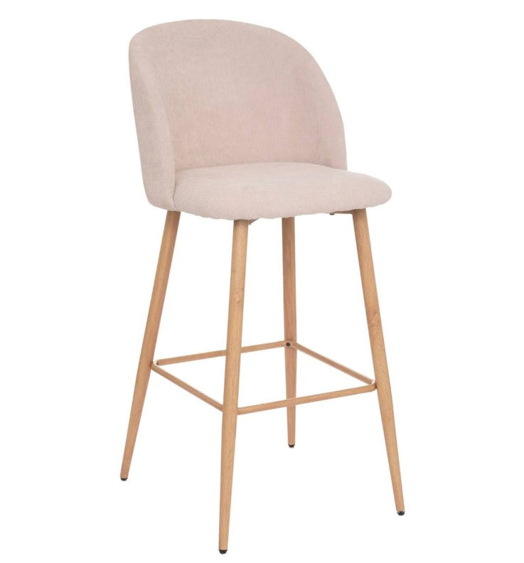 Chaise de bar en velours côtelé beige