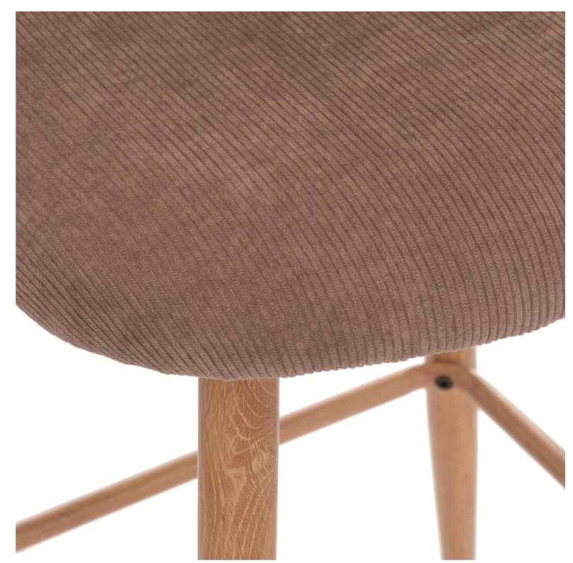 Chaise de bar en velours côtelé taupe