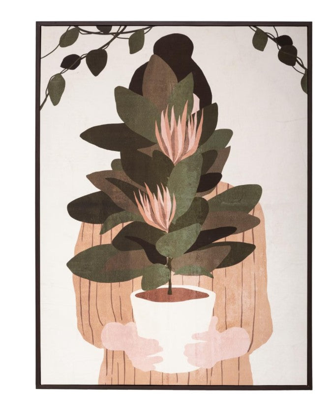 Toile encadrée fleur pot